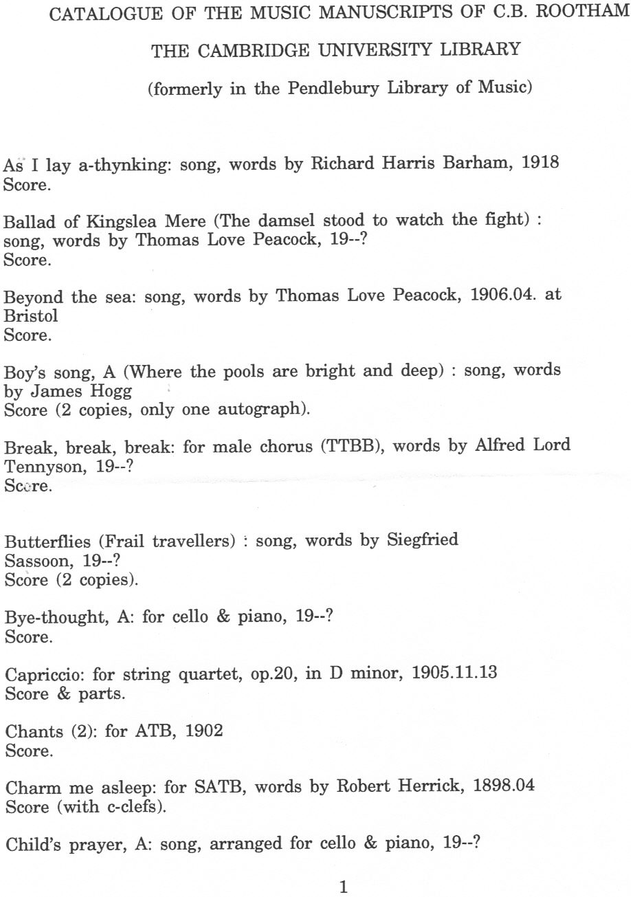 List of CBR manuscripts in Cambridge University Library